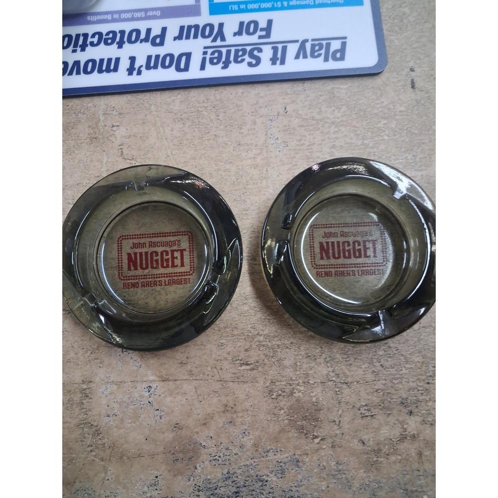 John Ascuaga's Nugget Reno Area's Largest (Casino)- 4" Round Smoke Glass Ashtray